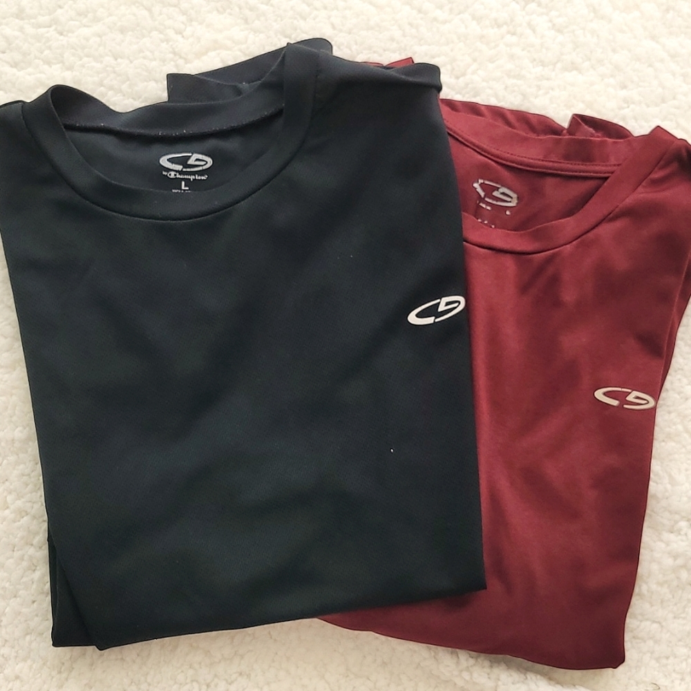 Champion Tee's (2) Sz. Large 1/Black & 1/Maroon